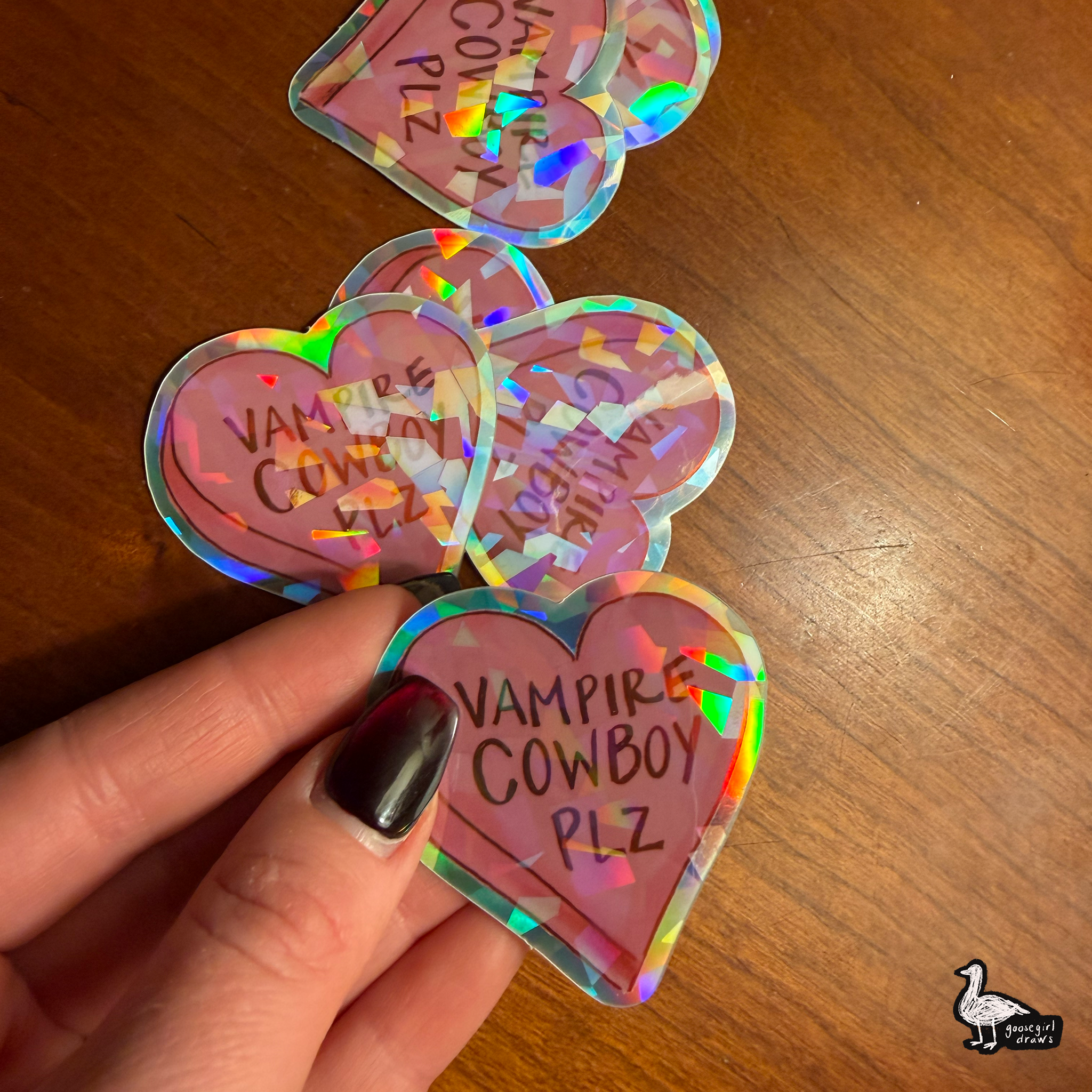 Cowboy Vampire Plz Conversation Heart Sticker