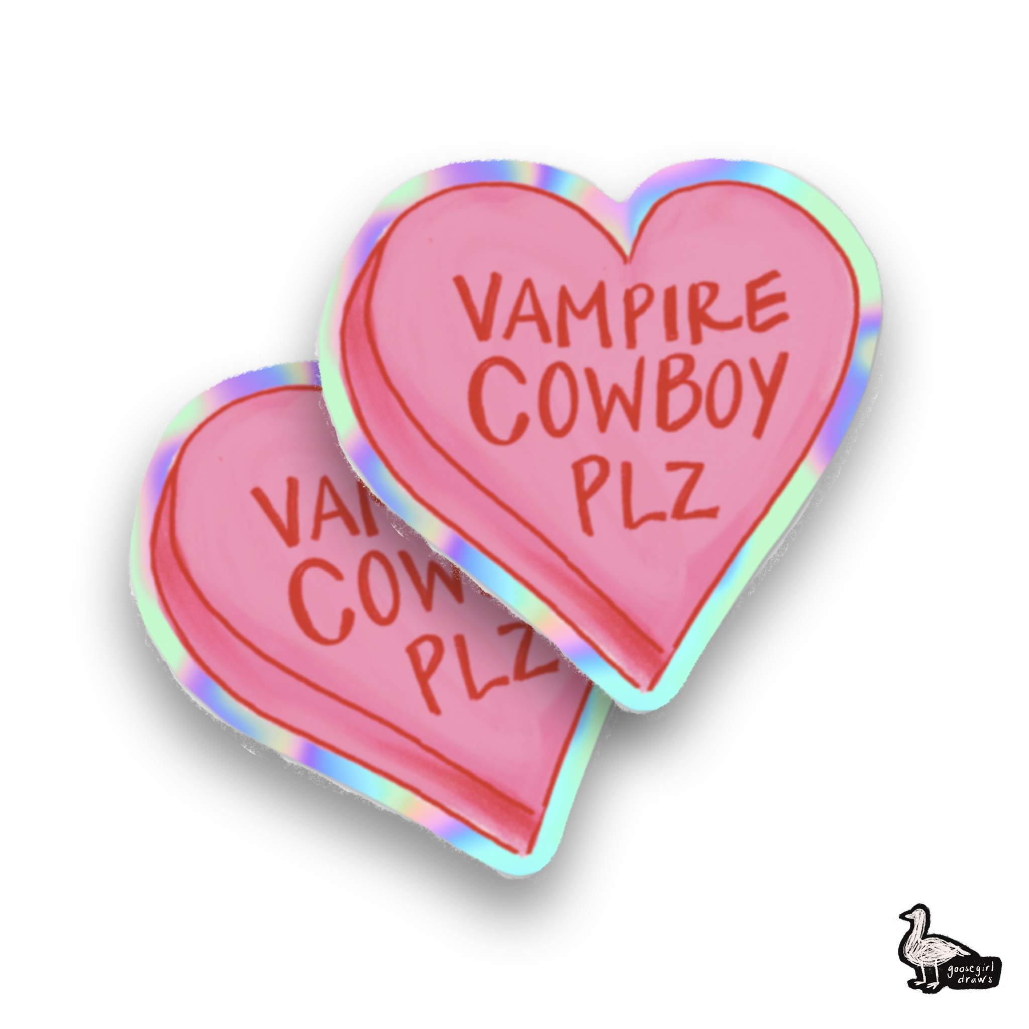 Cowboy Vampire Plz Conversation Heart Sticker